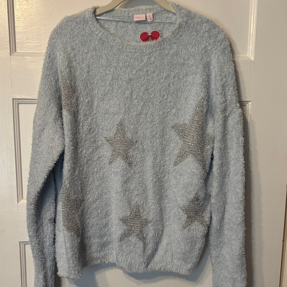 Make and Model Light Blue Star Embellished Women's Sweater-Loungewear